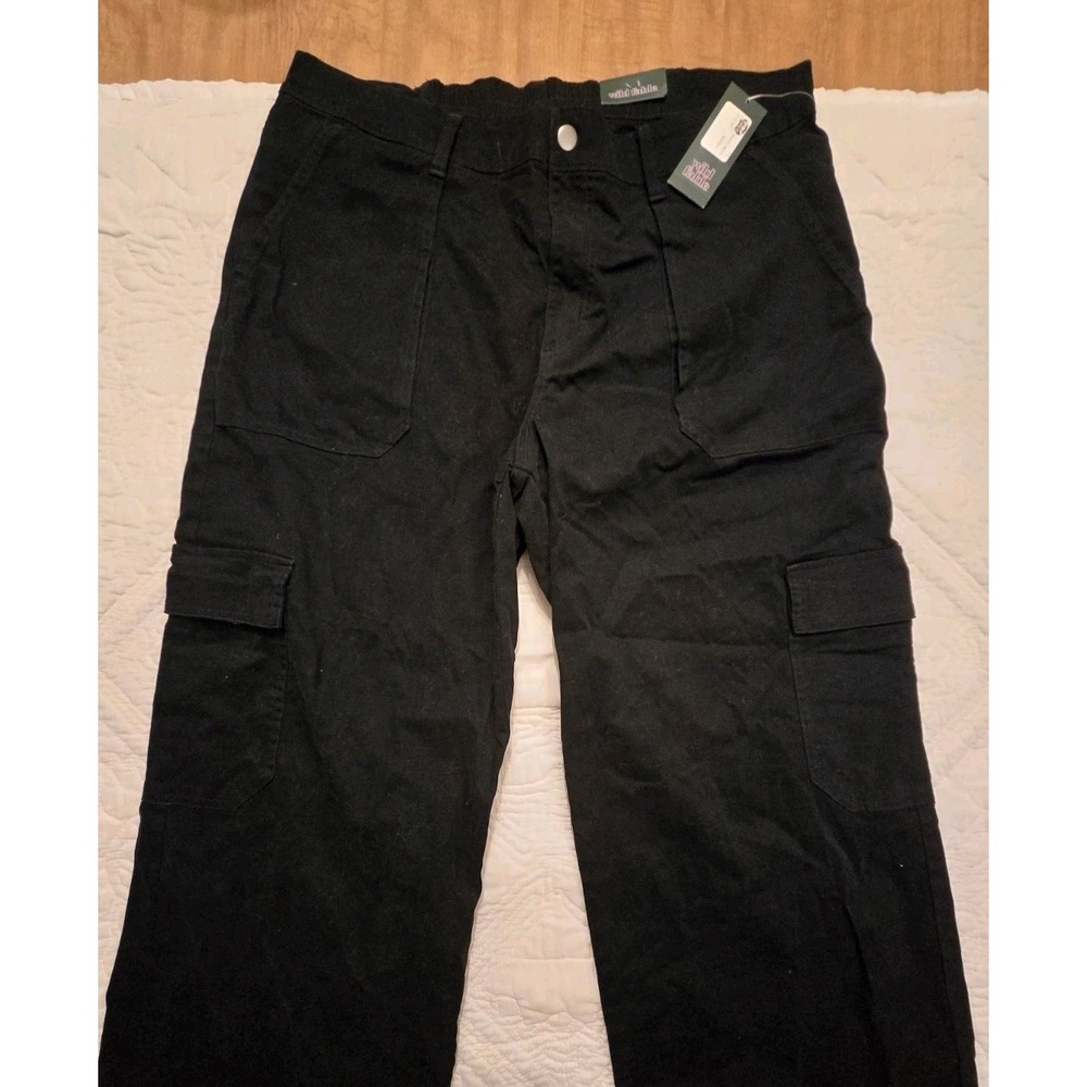 Womens XXL High Rise Cargo Utility Pants Black Medium WILD FABLE NWT 32" Inseam - Picture 3 of 9